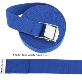 HAKZEON 6 Pack 5m x 25mm Tie Down Lashing Straps, Adjustable Heavy Duty Tensioning Belts Lashing Straps, Cam Buckle Tie Down Straps for Bicycle Carrier Cargo Trailer Car Luggage, Blue