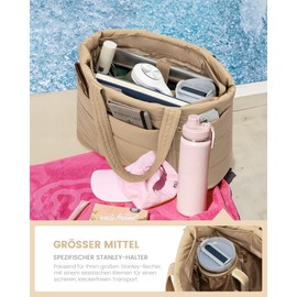 LOVEVOOK Women's Laptop Bag, Shopper Bag, Buffer Handbag, Work Bag, Large Tote Bag, Teacher Bag, Shoulder Bag, Office Bag, Briefcase, Women Handbags for University, Business, School, khaki