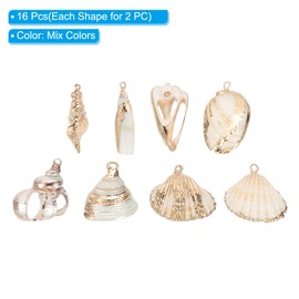 PATIKIL Natural Seashell Charm, 1 Set Oval Dyed Shell Craft Pendants with Hole Shell Connection for Necklace DIY Ocean Jewelry Making, Mix Colors