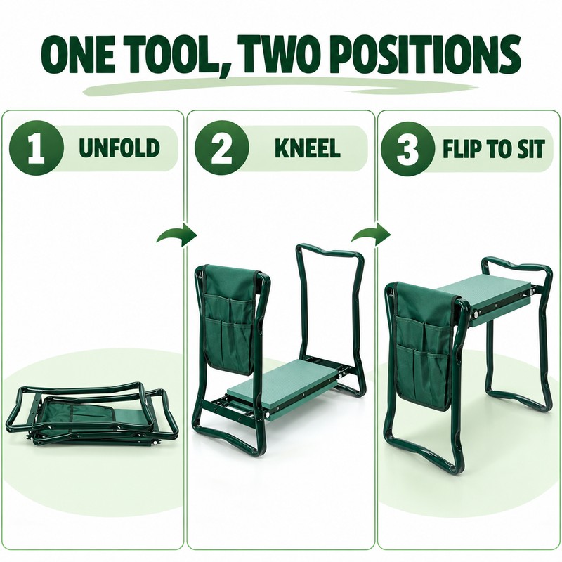 Heavy Duty Folding Garden Kneeler and Seat, 331 lb Steel