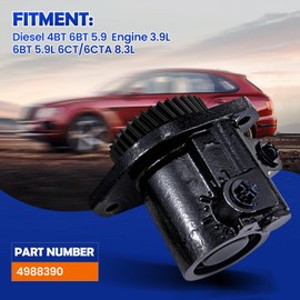 4988390 power steering pump with adapter is compatible with Cummins 4BT 3.9L 6BT 5.9L 6CT/6CTA 8.3L