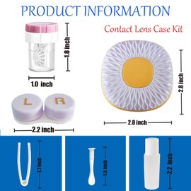 Erewa Contact Lens Case with Cleaner Washer Contact Lens Box Kit with Mirror, Compact Soak Storage Kit for Travel (Brown Purple)