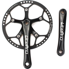 FOMTOR Crankset, 53T 170mm Bike Crankset, 130 BCD Folding Bike Crankset, Single Speed Crankset Bike with Protective Cover, for Single Speed Bike, Track Road Bicycle, Fixed Gear