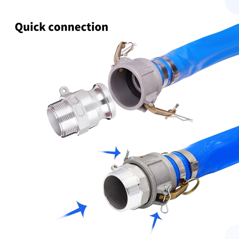 1-1/2" x 100ft PVC Lay Flat Discharge Hose With Aluminum