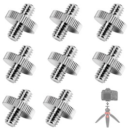 8-Piece Set of 1/4 to 1/4 Metal Camera Mounting Adapters, Double-Ended Screw 1/4" Thread Converters for Tripods, Light Stands & Camera Accessories