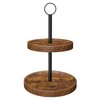 Tiered Tray Stand, Rustic 2 Tier Round Serving Tray, 1-Pack