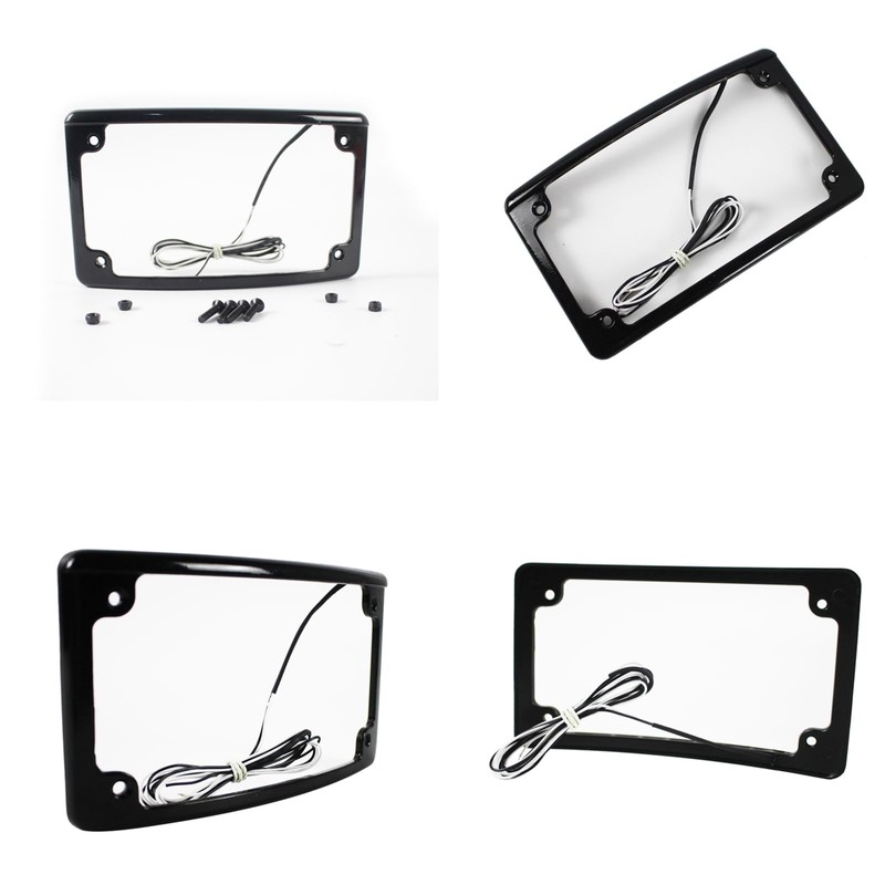 FVMOTO Curved LED License Plate Frame with Illumination Light Compatible