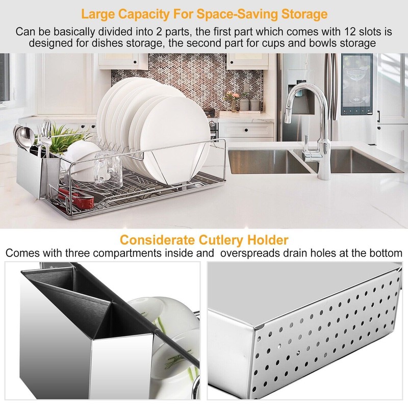 iMountek Stainless Steel Kitchen Dish Rack Drying Bowl Utensil Holder