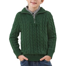 IIMMER Little Boys Winter Warm Turtle Neck Long Sleeve Cable Knit Sweater Casual Soft Top Pullover Sweater 6 Years Forest Green