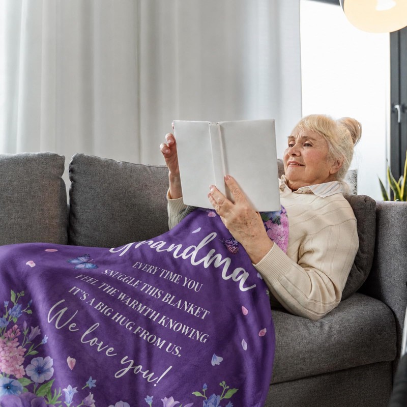 Silkwishes Grandma Birthday Gifts, Grandma Gifts Purple Blanket 50" x