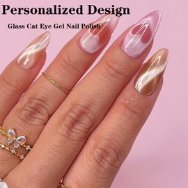 senvenski Jelly Glass Cat Eye Gel Nail Polish with Magnet 15ML Magnetic 3D Galaxy Holographic Glitter Translucent Sheer Color Gel Polish Salon Home DIY (Pink, 0.5fl oz)