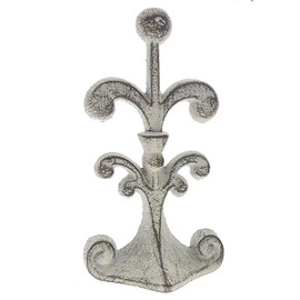 Comfify Fleur De Lis Cast Iron Toilet Paper Roll Holder - Decorative Cast Iron Wall Mounted Toilet Tissue Holder - European Victorian Design - 7.9x4.3x6.3 - with Screws and Anchors (Rustic White)