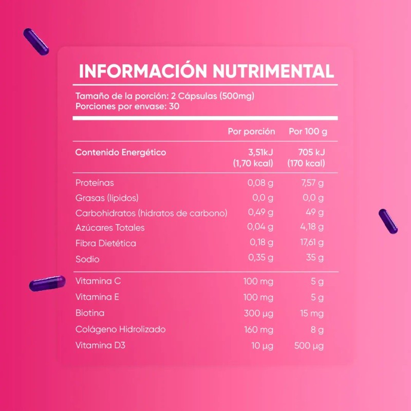 Multiblue Colageno, Biotina, Vitamina D3 - 60 Caps Pack X2