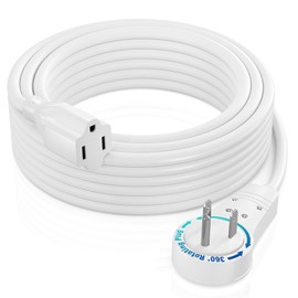Maximm Extension Cord 30 Foot White Flat Plug, 360° Rotating Short Power Cord Single Outlet, Indoor 16 Gauge 3 Prong Grounded Wire UL Certified (30Ft White)