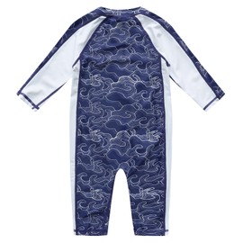 Dovio Baby Swimsuit UPF 50+ Sun Protection One Piece Zipper Beach Swimwear for Little Boys Girls Toddler(512WAVE,12-18M)