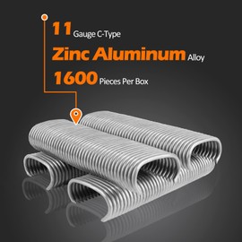 C50 11 Gauge Manual Snap Ring Gun 1 3/4-Inch Crown for Hog Rings 13.5-14mm Closure Diameter Zinc-Aluminum Alloy C Staples for Wire Cages, Mattress, Gabion (Standard Strength)