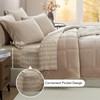 AMBERSPACE Plush King Size Comforter Set 7 Pieces, Light Taupe