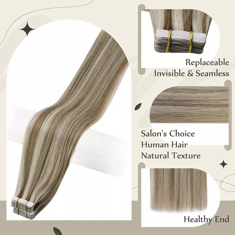 Full Shine Extensiones Cabello Humano 8 Ceniza Marrón Resalta 14in