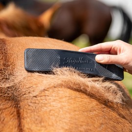 StripHair Horse Dog Grooming Set 2pc - Gentle Groomer 6-in-1 Shedding Massage Brush (original black) and Bamboo Coat Care Wipes (12x12in)