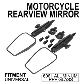 IUVWISN Motorcycle Rear View Mirror 8/10MM Angle Adjustable Aluminum Mirror Universal for KLR 650 CRF300L DRZ400 KLX300 390/790/890/1290 Adventure R1250GS Tenere 700 ADV Dirt Bike Dual Sport