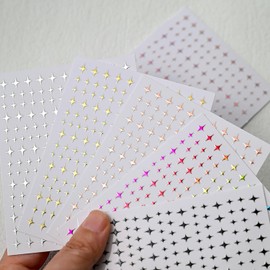6 Sheets Star Nail Stickers for Nail Art, 3D Shiny Star Nail Decals Self Adhesive Cute Nail Art Supplies Gold Silver Colorful Stars Nail Design Stickers DIY Finger Manicure Decoration for Women Girls