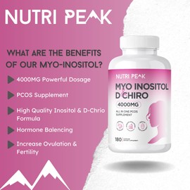 Max Strength Myo-Inositol & D Chiro | All in One PCOS Supplement | 4000MG | 180 Capsules | Hormone Balance for Women | Fertility Supplement for Women | Vegan & Gluten Free