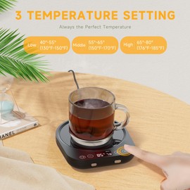 BTOYM Cup Warmer, Electric Coffee Cup Warmer with 3 Temperature Settings, Intelligent Coffee Warmer with Auto-Off Drink Warmer for Tea, Coffee, Milk in the Office and Home