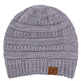 C.C Exclusives Cable Knit Beanie - Thick, Soft & Warm Chunky Beanie Hats (HAT-20A)(HAT-30)(HAT-730), 2 Tone Grey, One Size