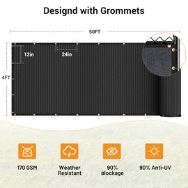 Keten 4X50FT Privacy Screen Fence, 170 GSM Heavy Duty Fencing Shade Cover with Brass Grommets, 90% Blockage Fence for Pool Garden Yard Backyard