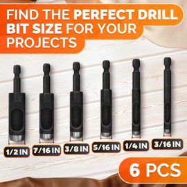 Leather Hole Punch Tool Set - 6 Pcs Drill Bits 3/16" 1/4" 5/16" 3/8" 7/16" 1/2" - High-Precision Leather Punch Tool for Belts, Fabric, and Crafts - Durable Carbon Steel, Sharp and Efficient