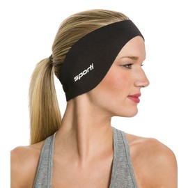Sporti Swimming Headband - Swimmer Ear Wrap (Black)