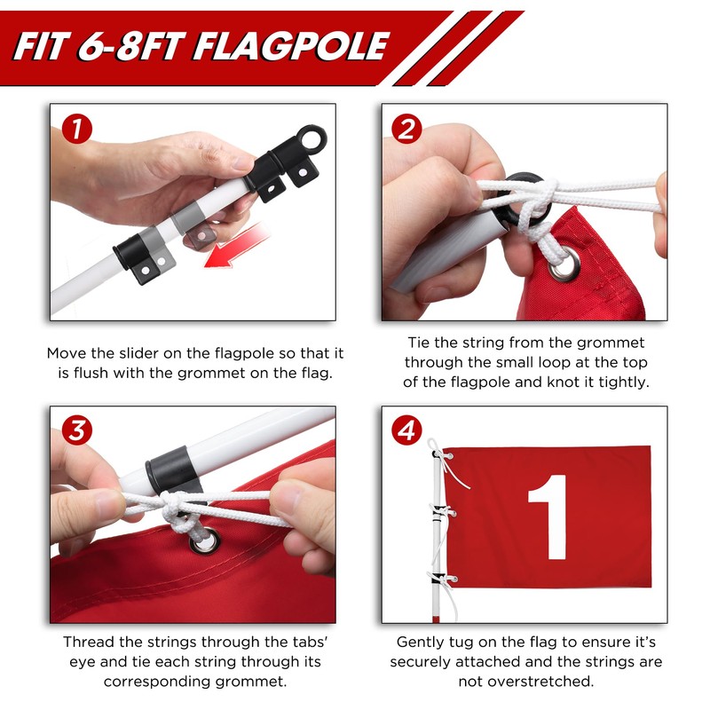 KINGTOP Golf Flag 20x14 Inch - Red# 1, 420D Nylon,