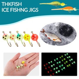 THKFISH Ice Fishing Jigs Ice Fishing Lures Ice Fishing Gear Ice Small Fishing Tackle Kit Crappie Panfish Jigs F-40pcs