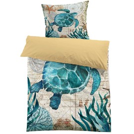 MUSOLEI Children's Bed Linen 140 x 200 cm Sea Turtle Bed Linen Children Boys Girls 3D Print Microfibre Duvet Cover and 1 Pillowcase 65 x 65 cm Bedding Set for Single Bed, Turtle