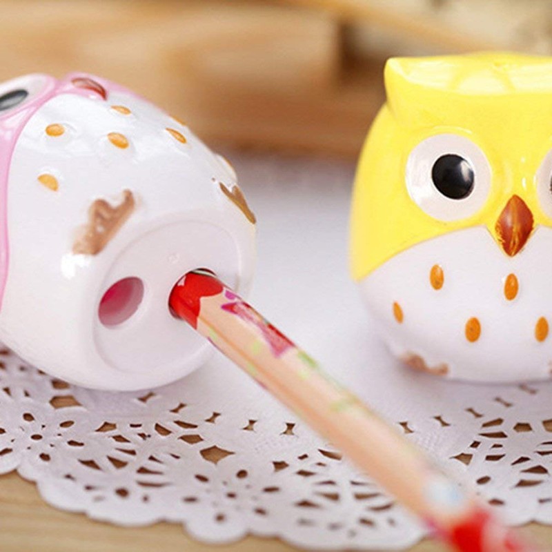 Xrten 4 Pieces Cartoon Animal Owl Pattern Two Holes Pencil