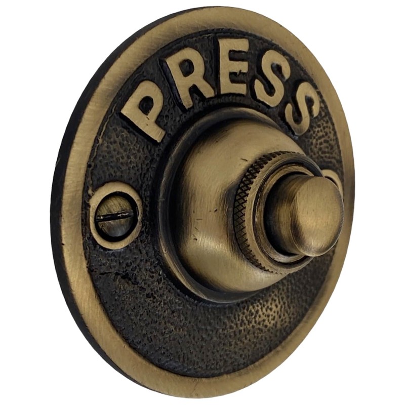 PRESS Retro Push Button Doorbell in Brass (Highlighted Bronze)