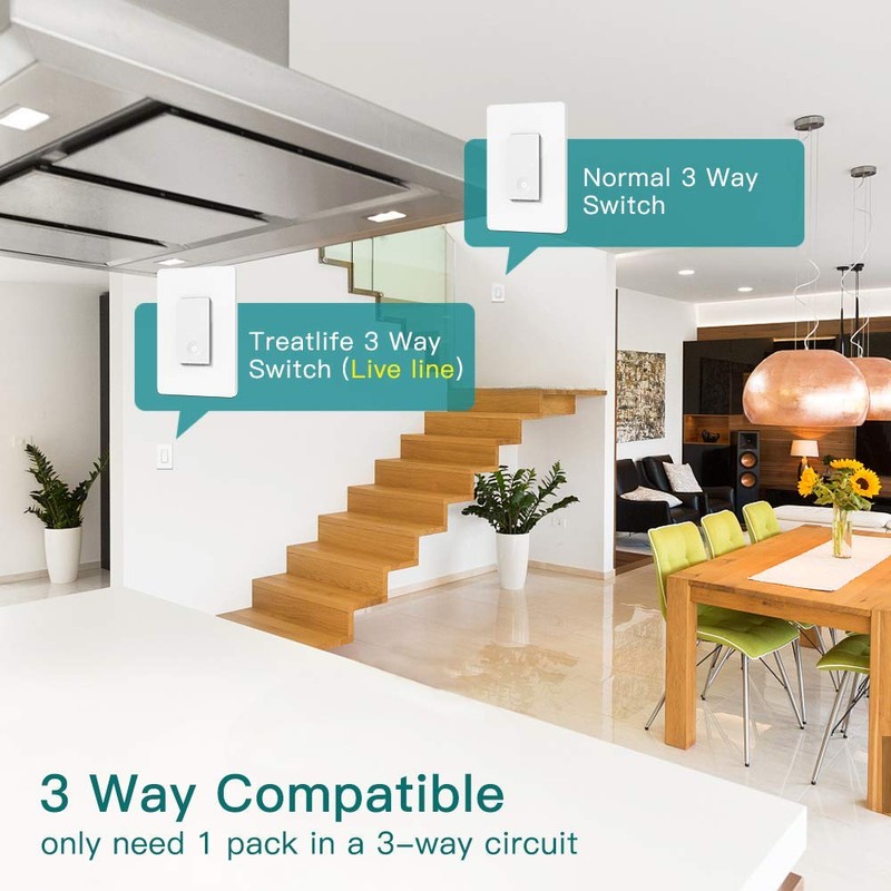 TREATLIFE 3 Way Smart Switch 4 Pack, Neutral Wire Required,