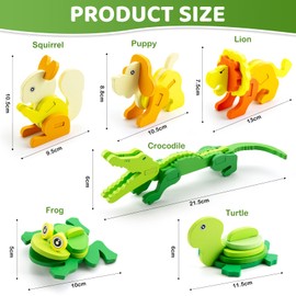 Juboury 6 Pieces 3D Children's Wooden Puzzle, Wooden Toy Puzzle Children, Learning Educational Wooden Puzzle Toy, Wooden Puzzle for Toddlers from 3 Years Educational Learning Toy Gift Girls Boys