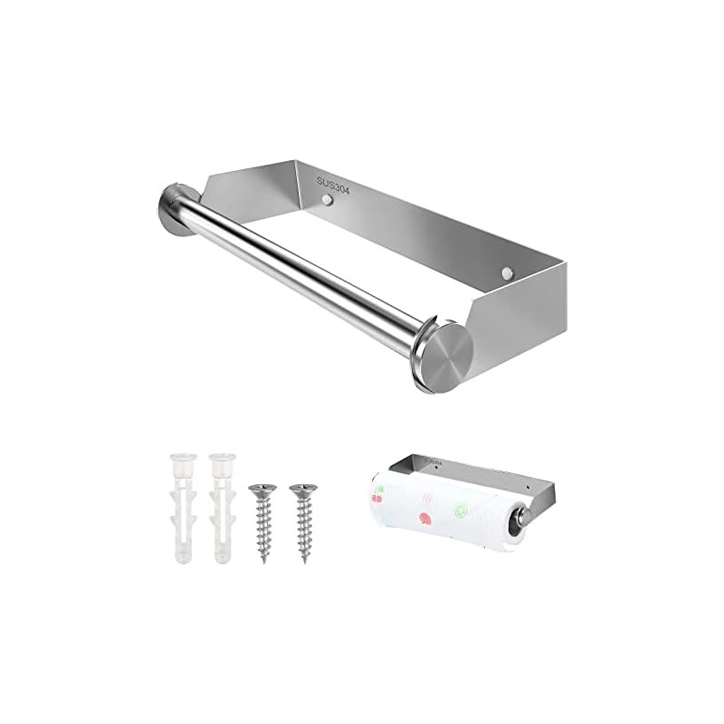 Portarrollos de Cocina de Pared, 28 cm, sin Agujeros, Soporte