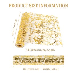 Laiaouay Table Runner, Sparkling Polyester Tulle Ribbon Roll with Gold Foil,Birthday Party Wedding Christmas Decor 28cmx10M