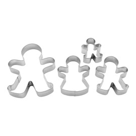 BekkiB 934-4er Set "Lebkuchenmann" - Ausstechformen 3x Lebkuchenmann in vers. Größen & 1x Lebkuchenfrau - Aus Edelstahl