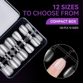 Gelike ec Nail Tips- Gel X Nail Tips Extra Short Coffin Nail Tip Full Cover 120PCS 12 Sizes, EXTRA SHORT COFFIN