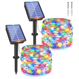 Hopelit Pack of 2 Solar Fairy Lights Outdoor Solar Fairy Lights Copper Wire 20 m 200 LEDs 8 Modes Solar Fairy Lights Outdoor Weatherproof for Garden Balcony Christmas Tree Fairy Lights Outdoor