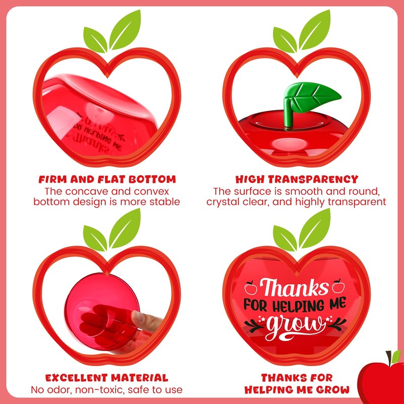 Mimorou 48 Pack Back to School Gifts Plastic Apple Containers,Classic,Red