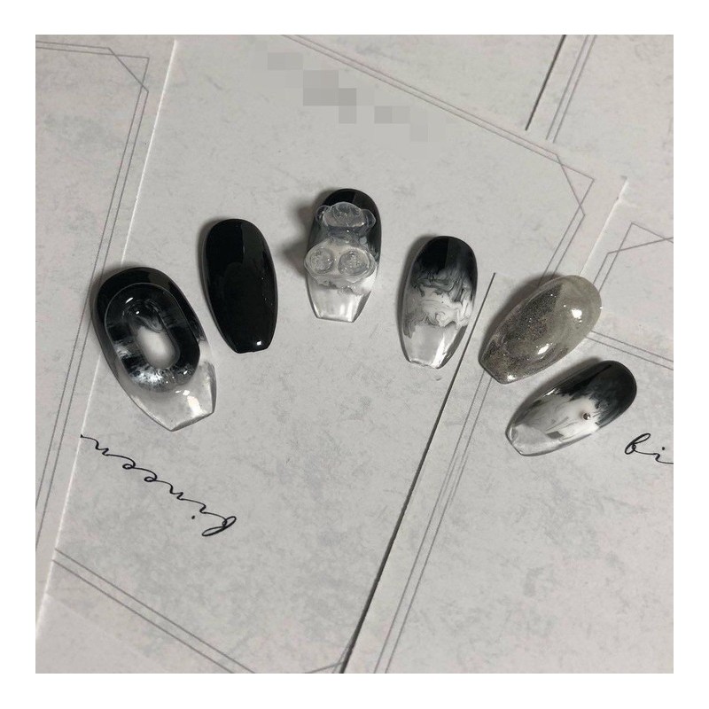 Black Latte handmade nail tips / 블랙라떼 수제네일팁