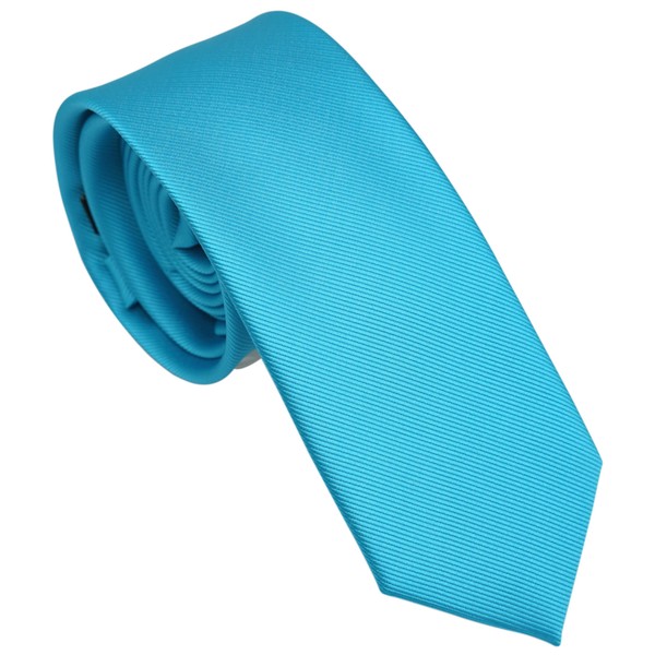 ZENXUS Solid Skinny Ties for Men, 2.5 inch Slim Aqua
