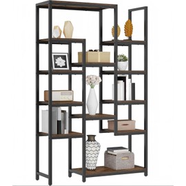 YITAHOME Industrial Bookshelf 71" Tall Bookcase, Large Bookshelves with 12 Open Shelf, Display Rack Storage Book Shelves for Living Room Bedroom Office Home, Rustic Brown