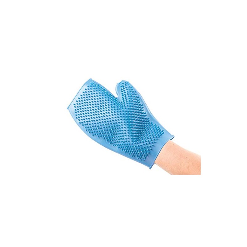 Ancol Ergo Rubber Grooming Glove for Dog Blue