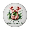 Lucky Pig with Clover Leaf Magnet Round Lucky Pig with
