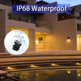 TENSUL Warm White Pond Lights, Underwater Landscape Spotlights, IP68 Waterproof Submersible Fountain Lights for Garden Yard Aquarium Pond Fountain Waterfall (4 Lights)